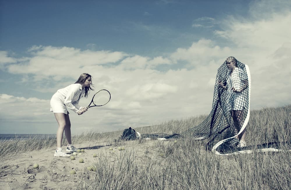 Tennis Net Struggle by Hans Vink — canvas wall art