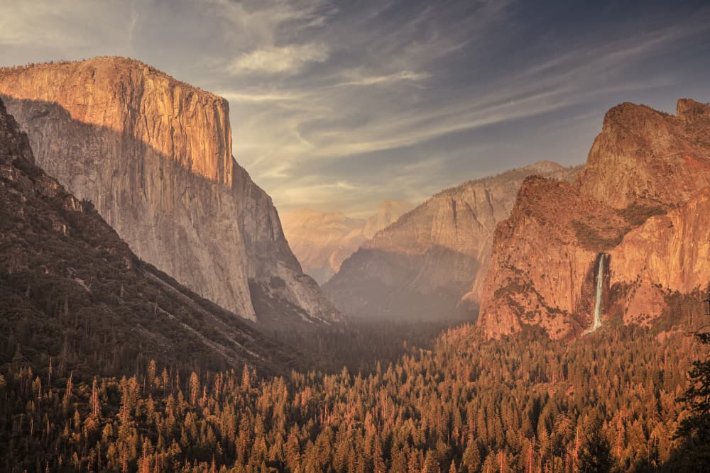 Sunlit Yosemite Valley by pirouz moshavash — canvas wall art
