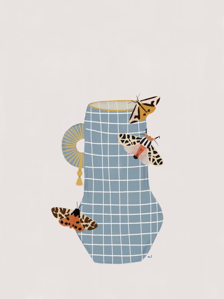 Whimsical Moths Vase by Menina Lisboa — canvas wall art