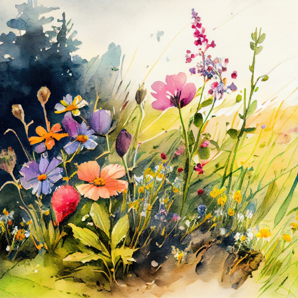 Vibrant Meadow Wildflowers by Justyna Jaszke — canvas wall art