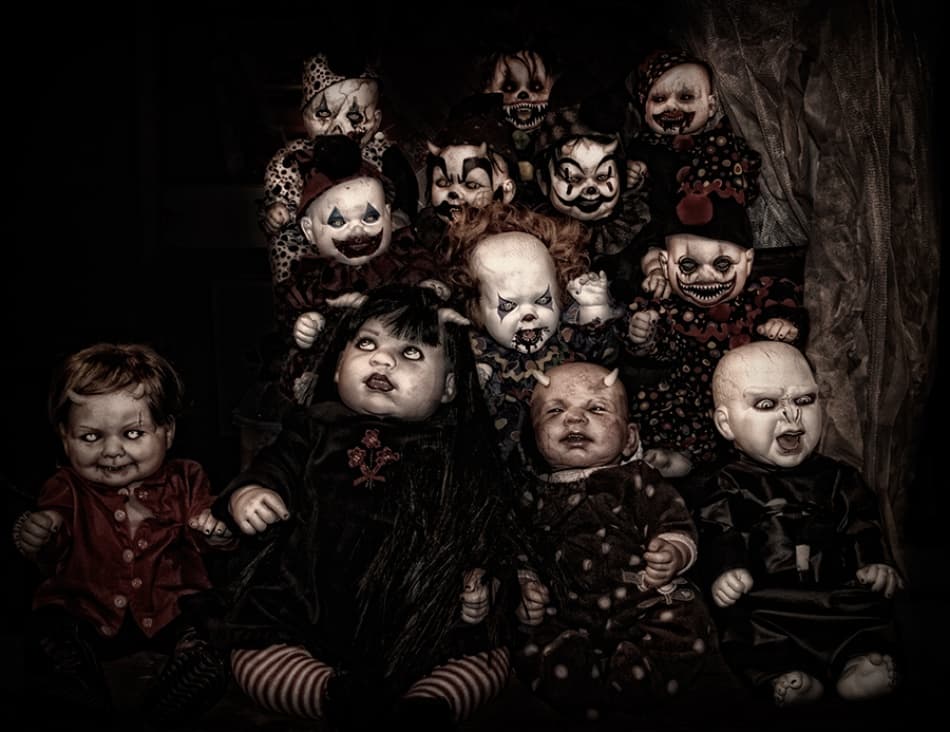 Nightmare Clown Dolls by Paul Boomsma — canvas wall art