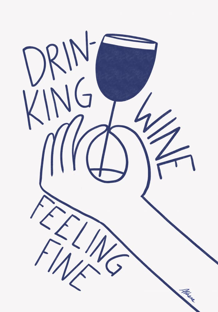Drinking Wine Feeling Fine by Athene Fritsch — canvas wall art