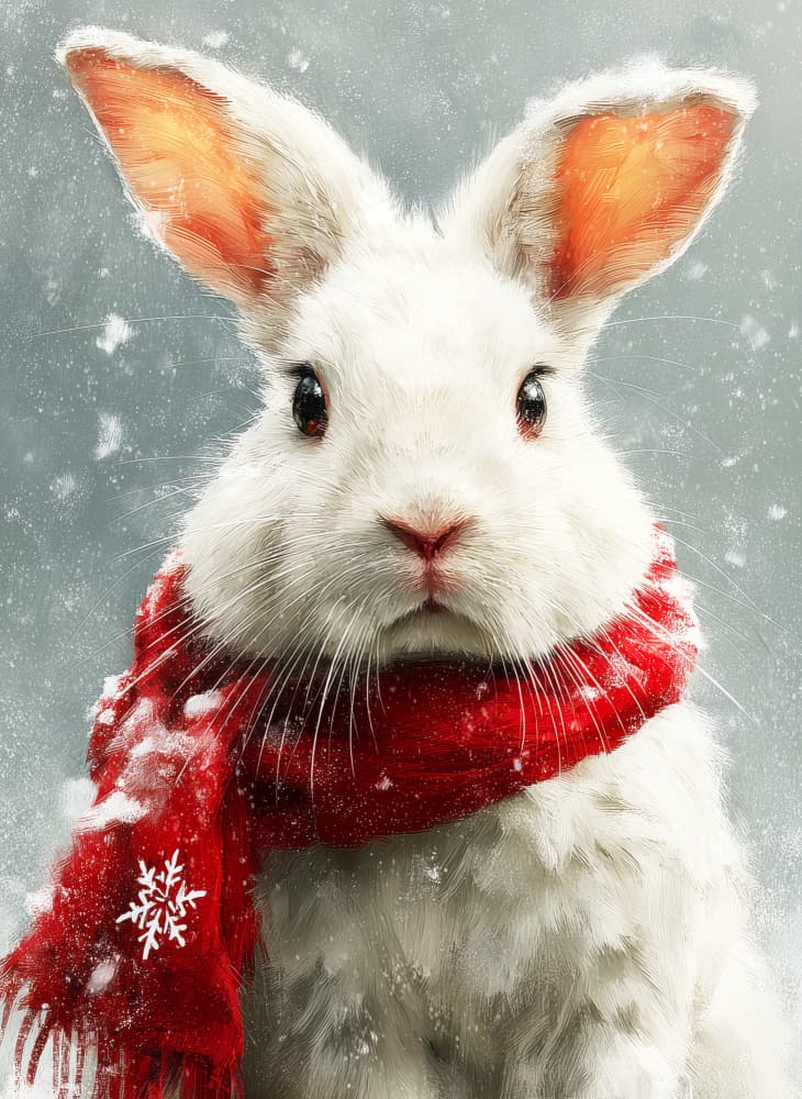 Cozy Winter Rabbit by Justyna Jaszke — canvas wall art