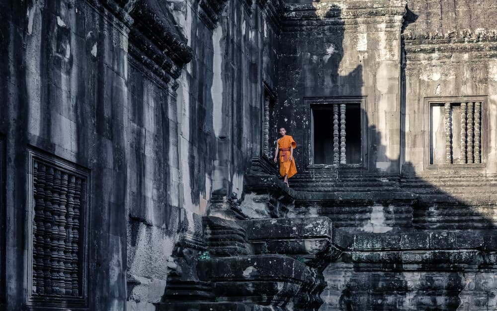 Angkor Wat Monk Light by Gloria Salgado Gispert — canvas wall art