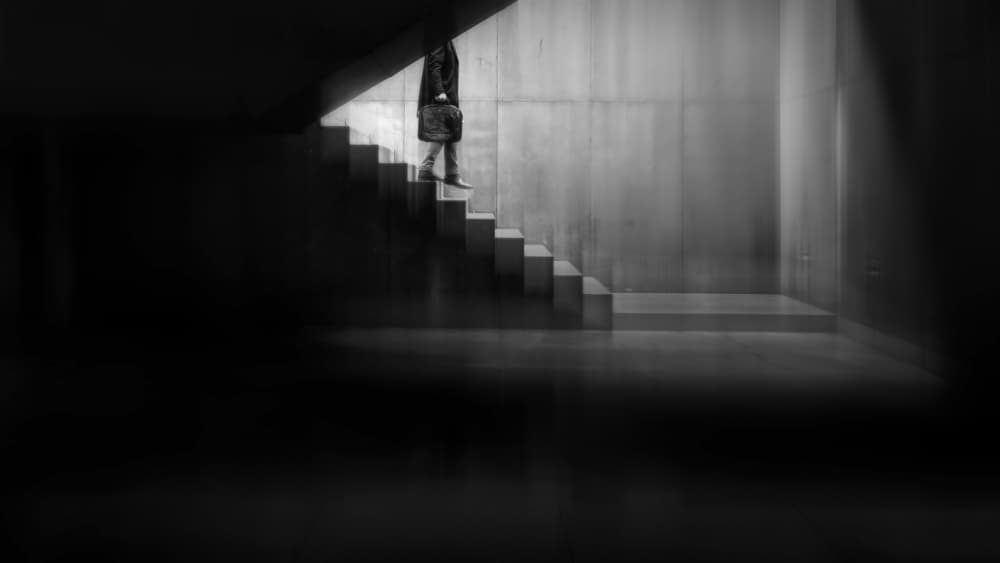 Man Descending Stairs by Jorge Pimenta — canvas wall art