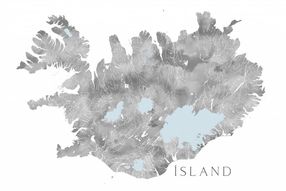 Iceland Topographic Map by Rosana Laiz Blursbyai — canvas wall art