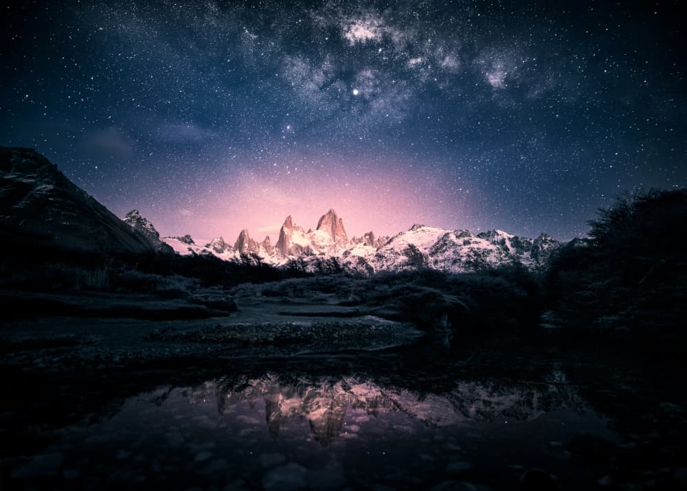 Starry Patagonia Peaks by Chao Feng 天馬 — canvas wall art