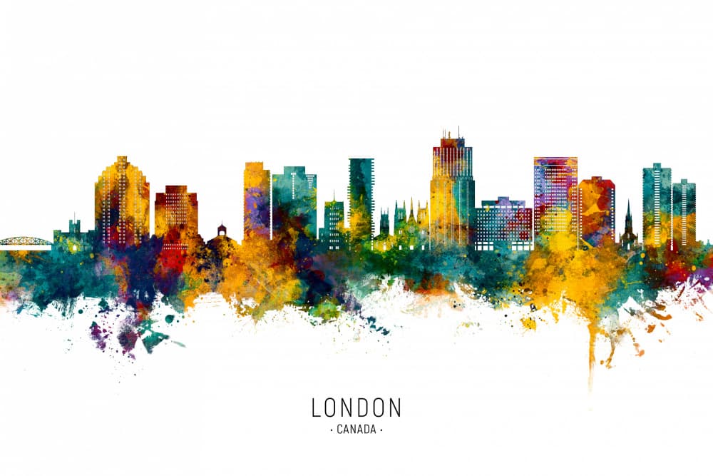 London Canada Skyline by Michael Tompsett — canvas wall art