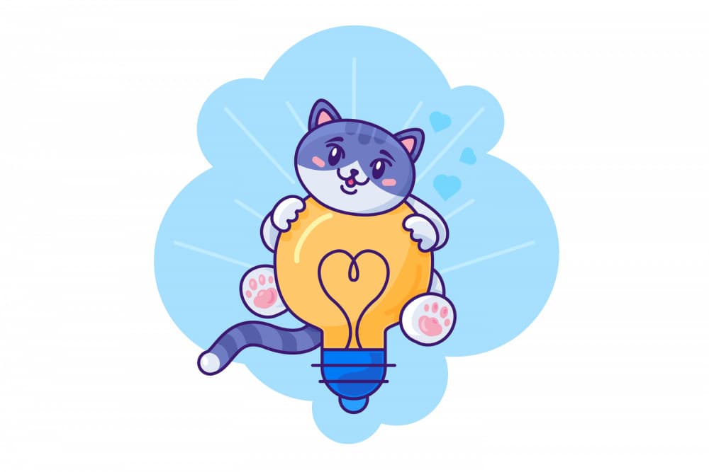 Cute Cat Idea Bulb by Marika Barsrsind — canvas wall art