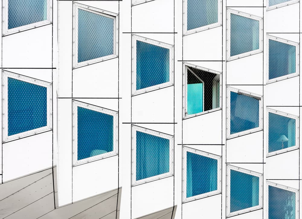 Geometric Blue Windows by Henk van Maastricht — canvas wall art