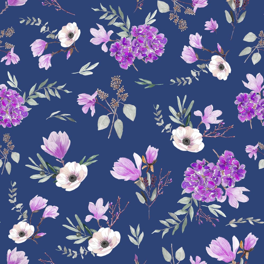 Blue Floral Pattern by Anis Illustration — canvas wall art