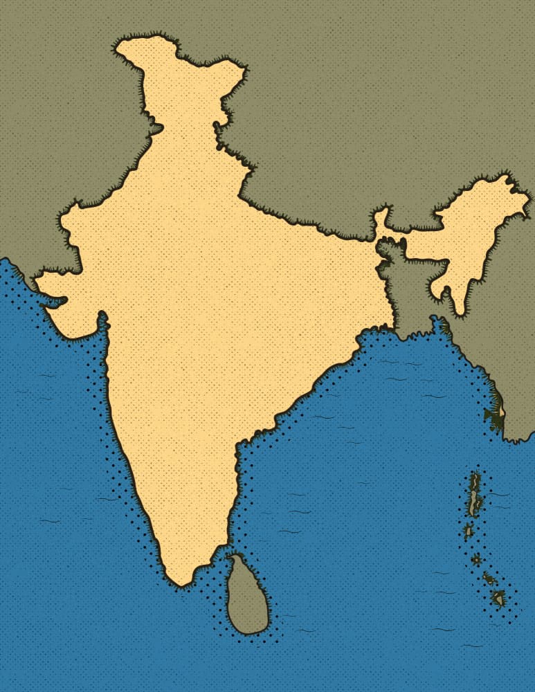 Vintage India Map by Nicholas — canvas wall art