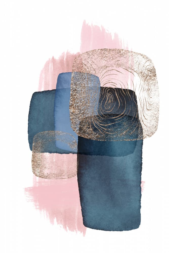 Abstract Blue Gold Pink by Sally Ann Moss — canvas wall art