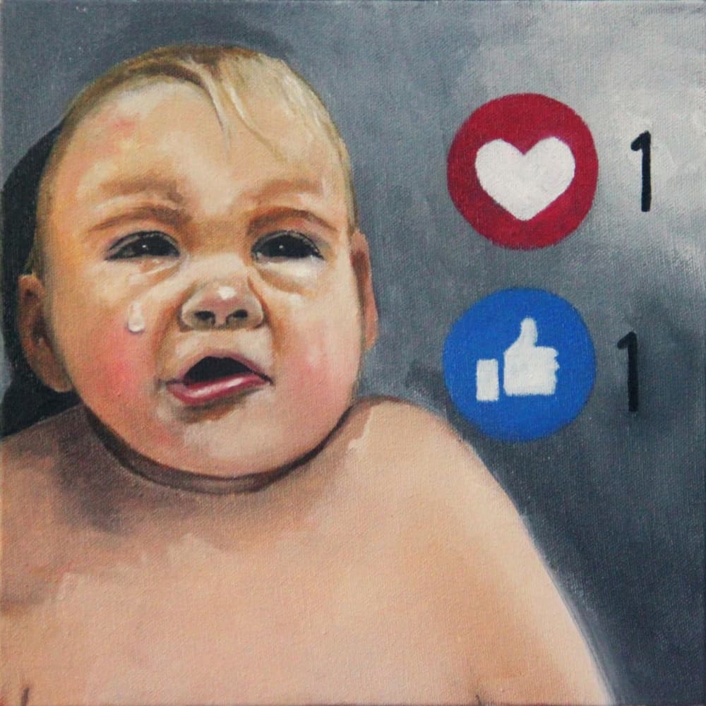 Crying Baby Social Media by Gabriel Grecco — canvas wall art