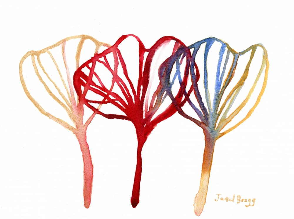Colorful Ginkgo Trio by Janel Bragg — canvas wall art