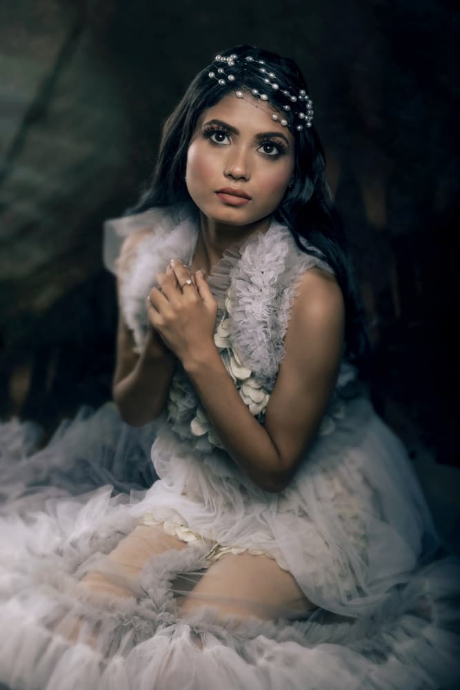 Dreamy Woman in Pearls by Prithul Das — canvas wall art