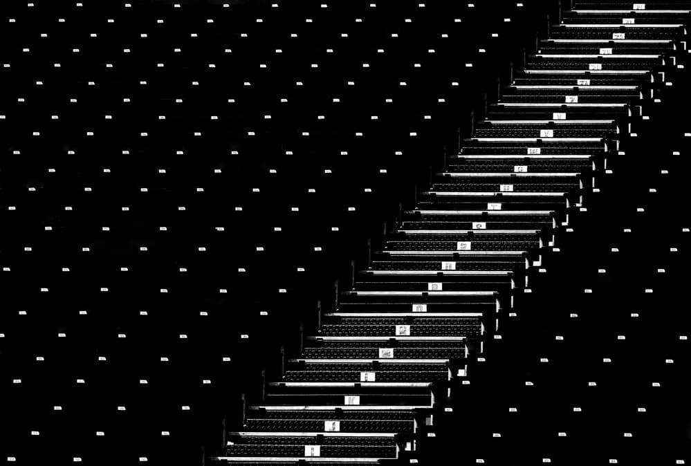 Geometric Stadium Stairs by Hans-Wolfgang Hawerkamp — canvas wall art