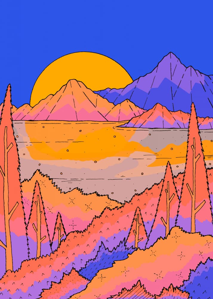 Vibrant Mountain Sunset by Stephen Wade — canvas wall art