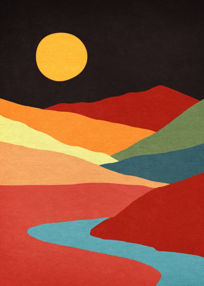 Colorful Mountain Sunset by Nibera — canvas wall art