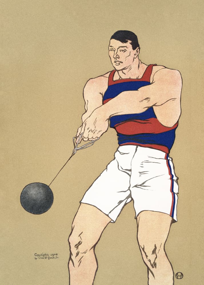 Hammer Throw (1908) by Edward Penfield — canvas wall art
