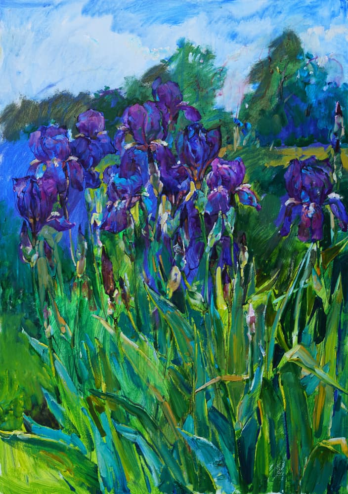 Purple Iris Garden by Andrii Kutsachenko — canvas wall art
