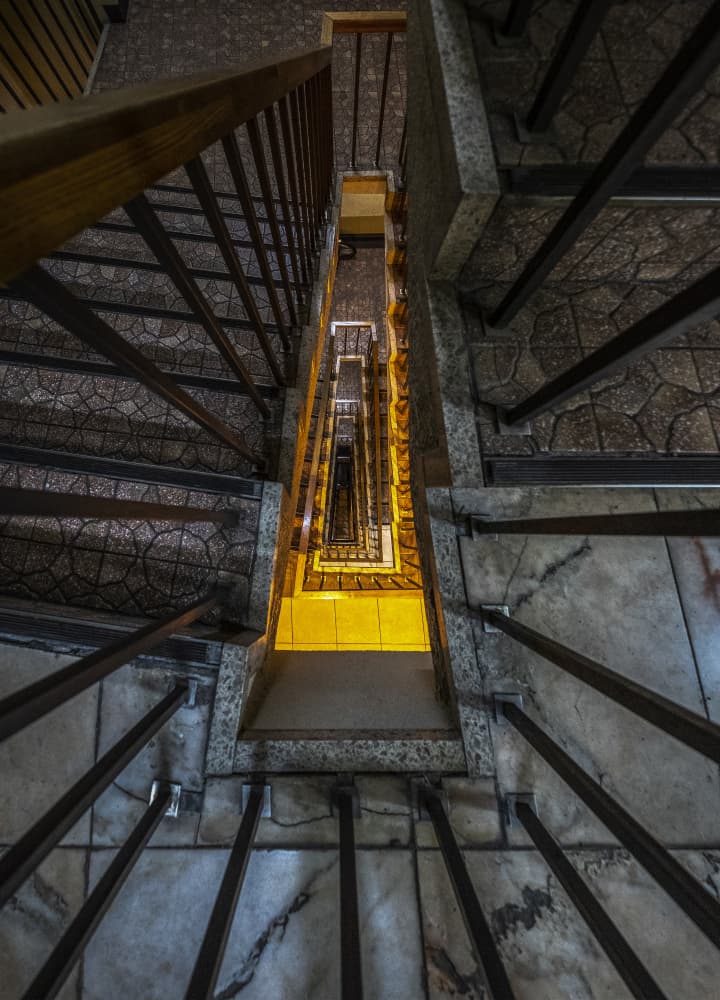 Golden Spiral Staircase by Tomoshi Hara — canvas wall art