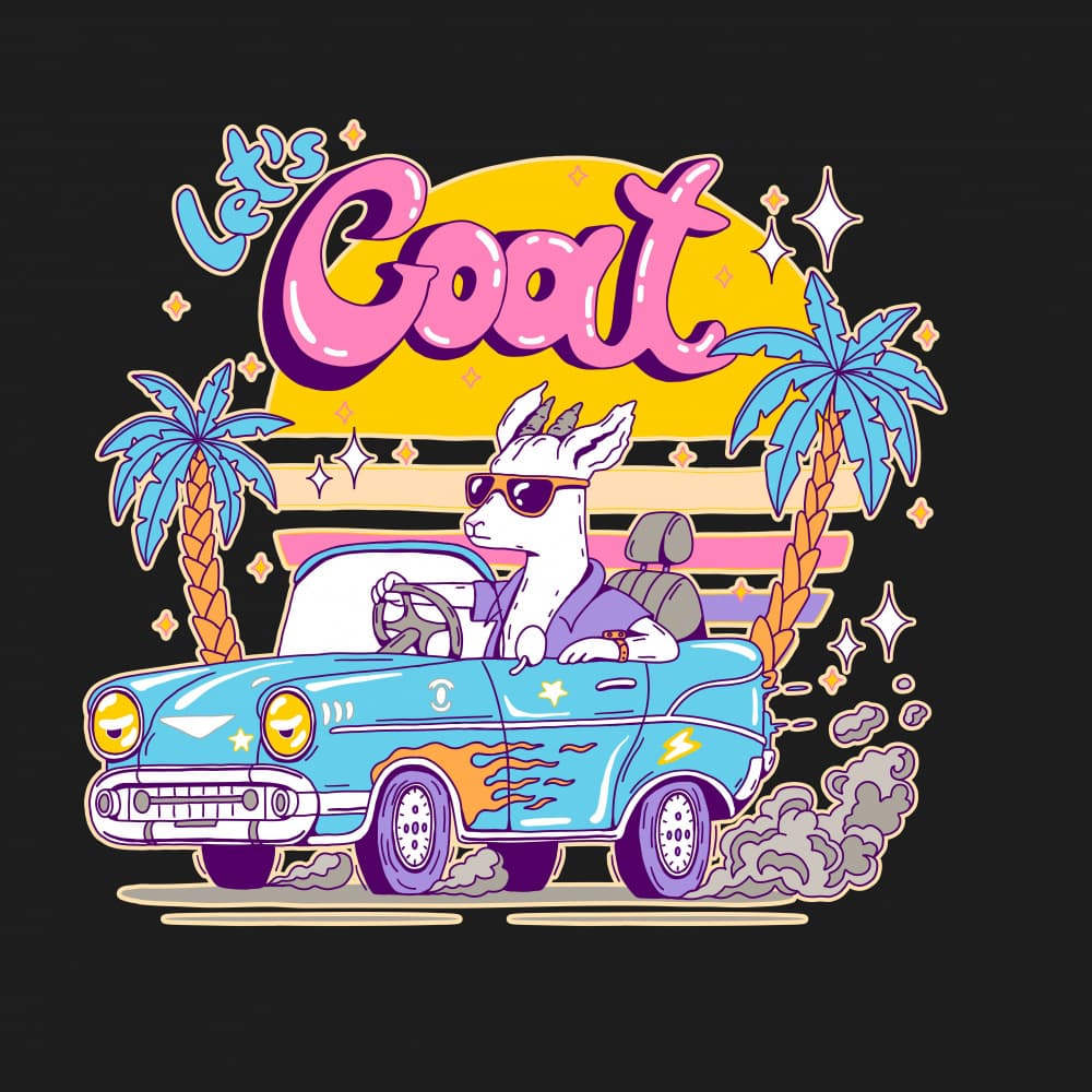 Cool Goat Summer Drive by Tiago Leitao — canvas wall art