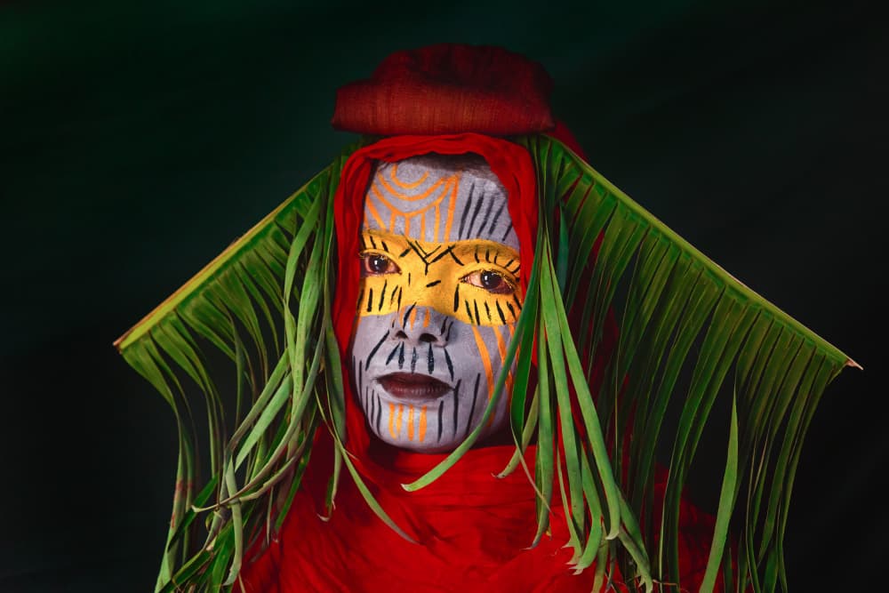 Vibrant Tribal Portrait by Nilendu Banerjee — canvas wall art