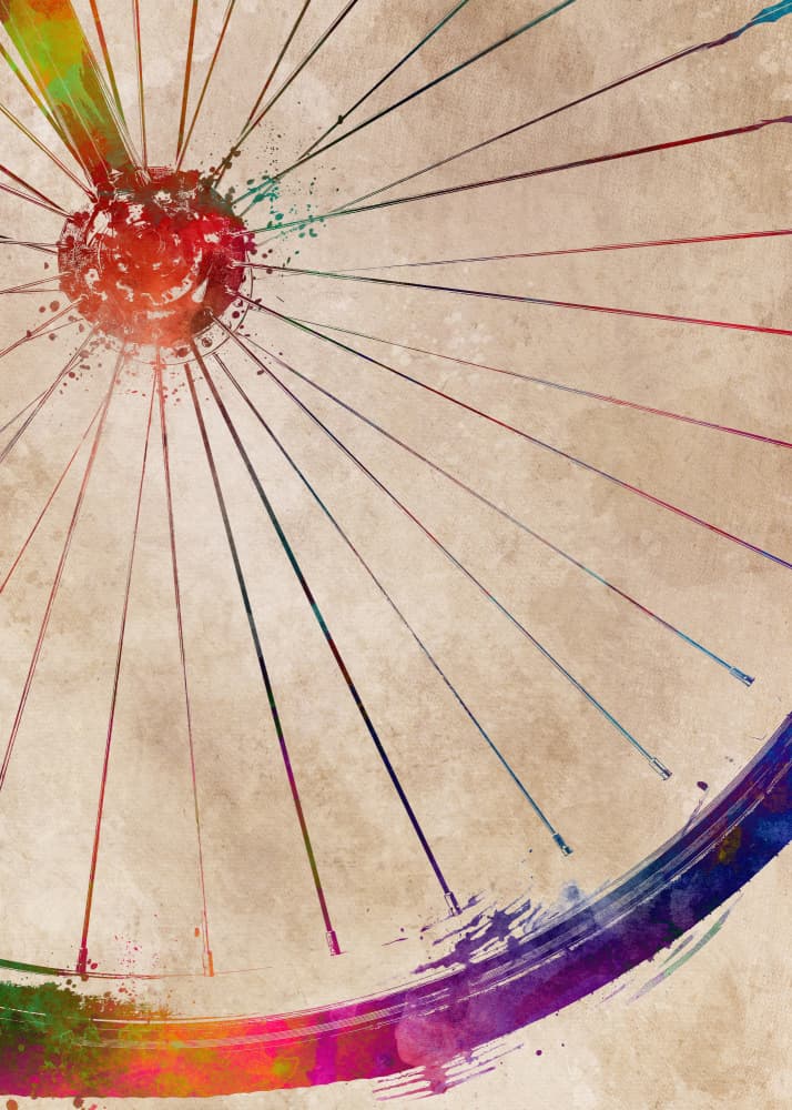Vibrant Bicycle Wheel by Justyna Jaszke — canvas wall art