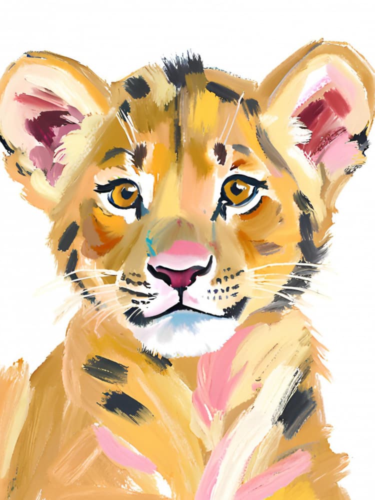 Cute Lion Cub by Ohkimiko — canvas wall art