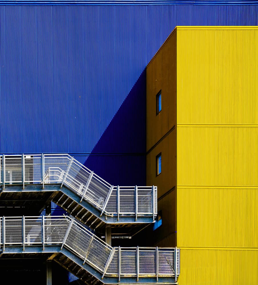 Blue Yellow Staircase by Arnon Orbach — canvas wall art