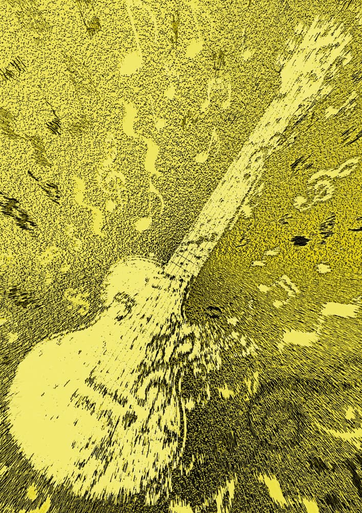 Yellow Guitar Melody by Carlo Kaminski — canvas wall art