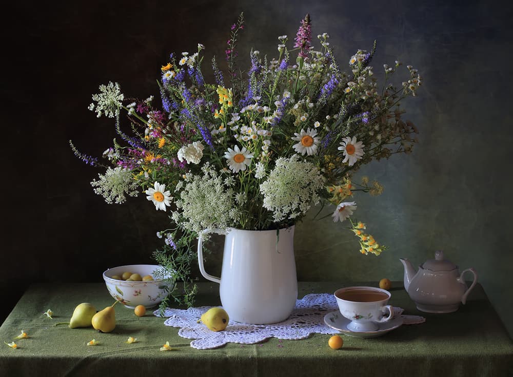 Summer Wildflower Table by Tatyana Skorokhod — canvas wall art