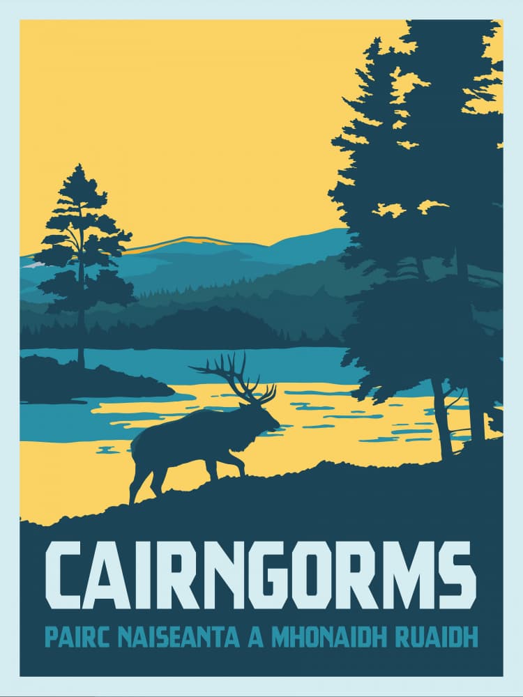 Majestic Cairngorms Stag by Retrodrome — canvas wall art