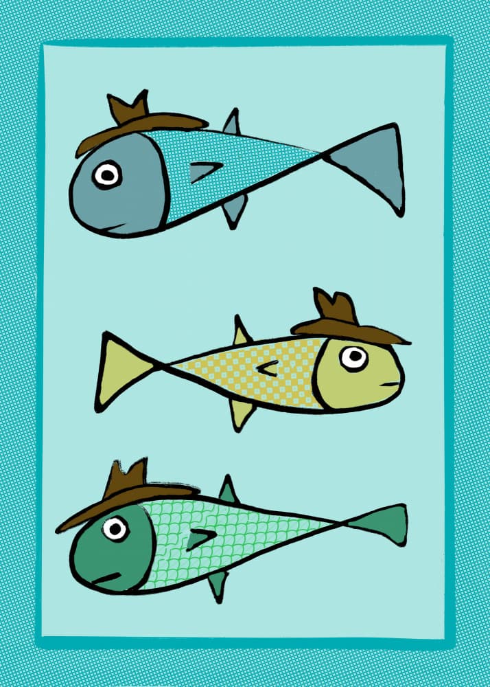 Three Dapper Fish by Sharyn Bursic — canvas wall art