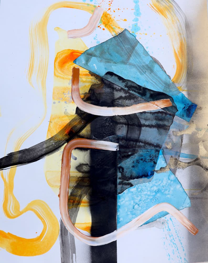 Dynamic Blue Orange Abstract by POOVI ART — canvas wall art