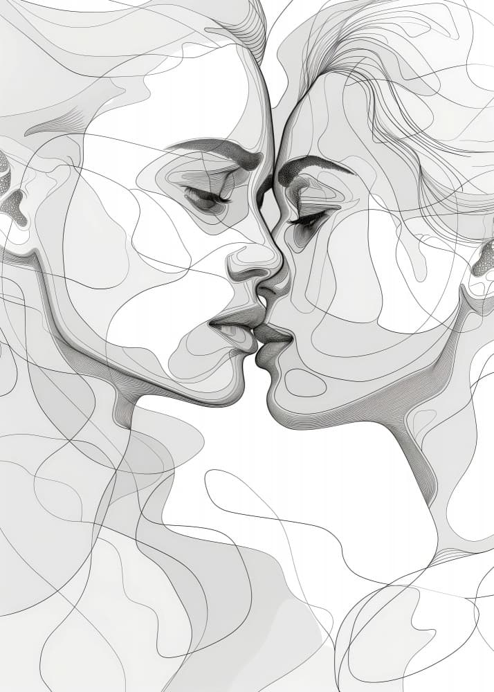 Tender Kiss Lines by Justyna Jaszke — canvas wall art