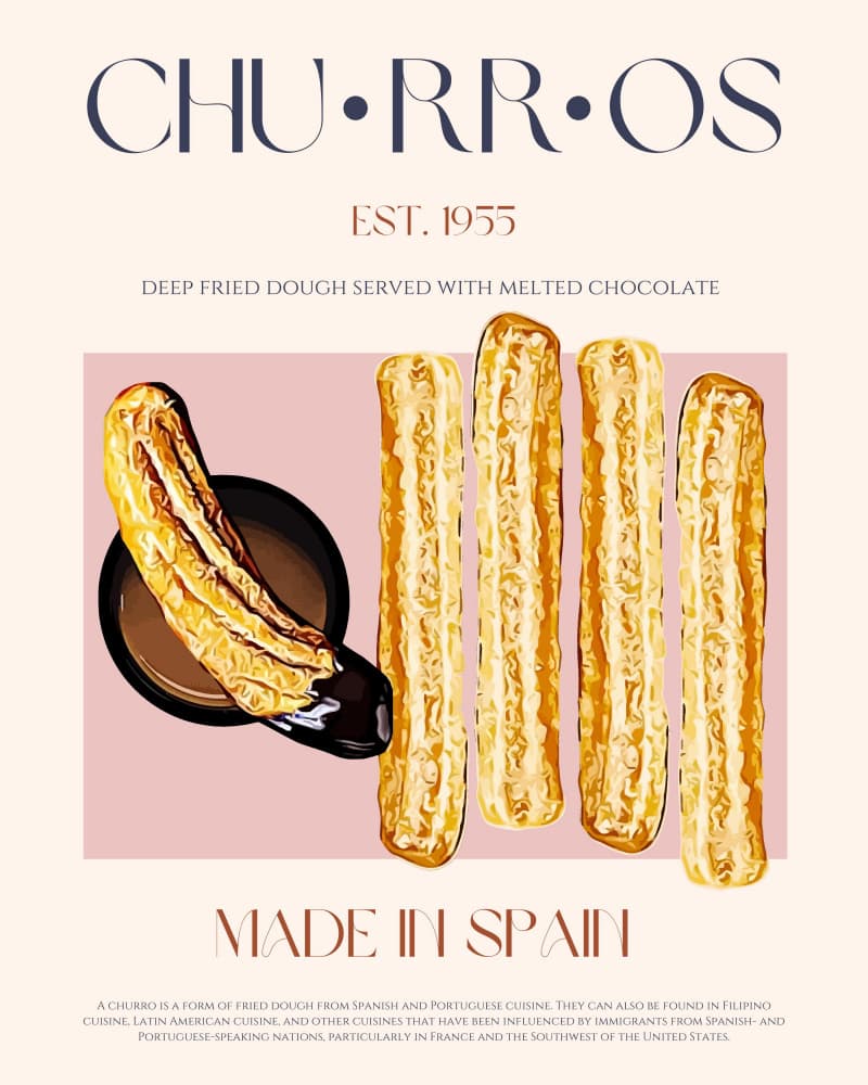 Spanish Churros And Chocolate by Nazma Khokhar — canvas wall art