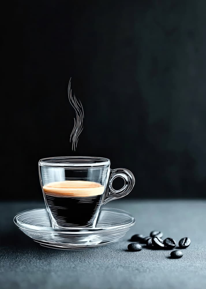 Steaming Espresso Sketch by Justyna Jaszke — canvas wall art