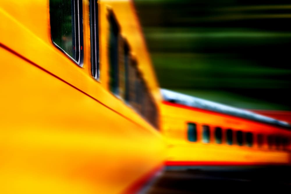 Fast Yellow Train by Michael Burlak — canvas wall art