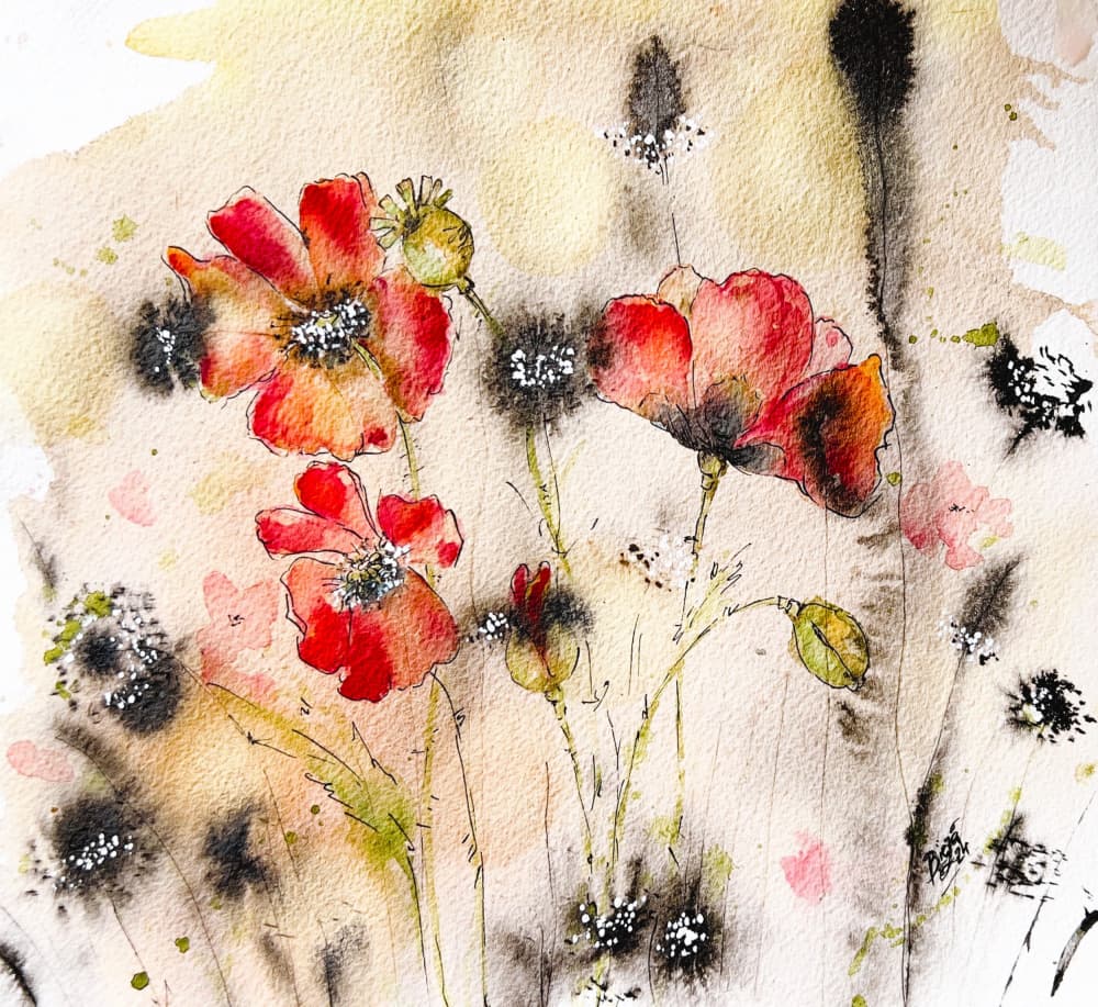 Wild Poppy Watercolor by Anda Bieza — canvas wall art