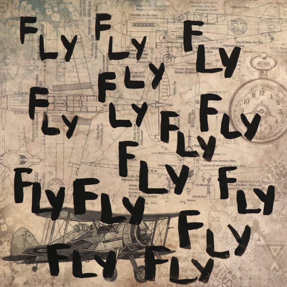 Vintage Biplane Fly Text by Santhosh ch — canvas wall art