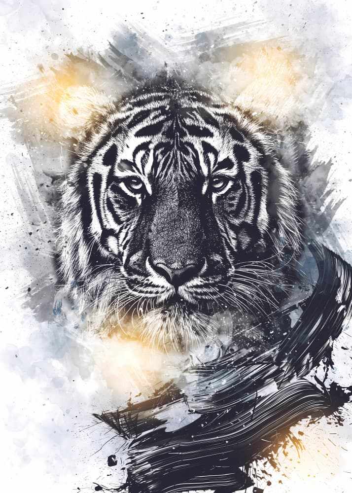 Fierce Tiger Splash Art by Rafal Kulik — canvas wall art