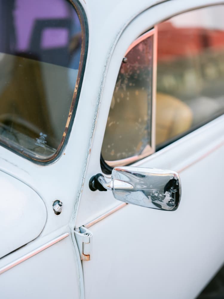 Pastel Volskwagen Beetle in the streets of Oaxaca Mexico by Raisa Zwart — canvas wall art