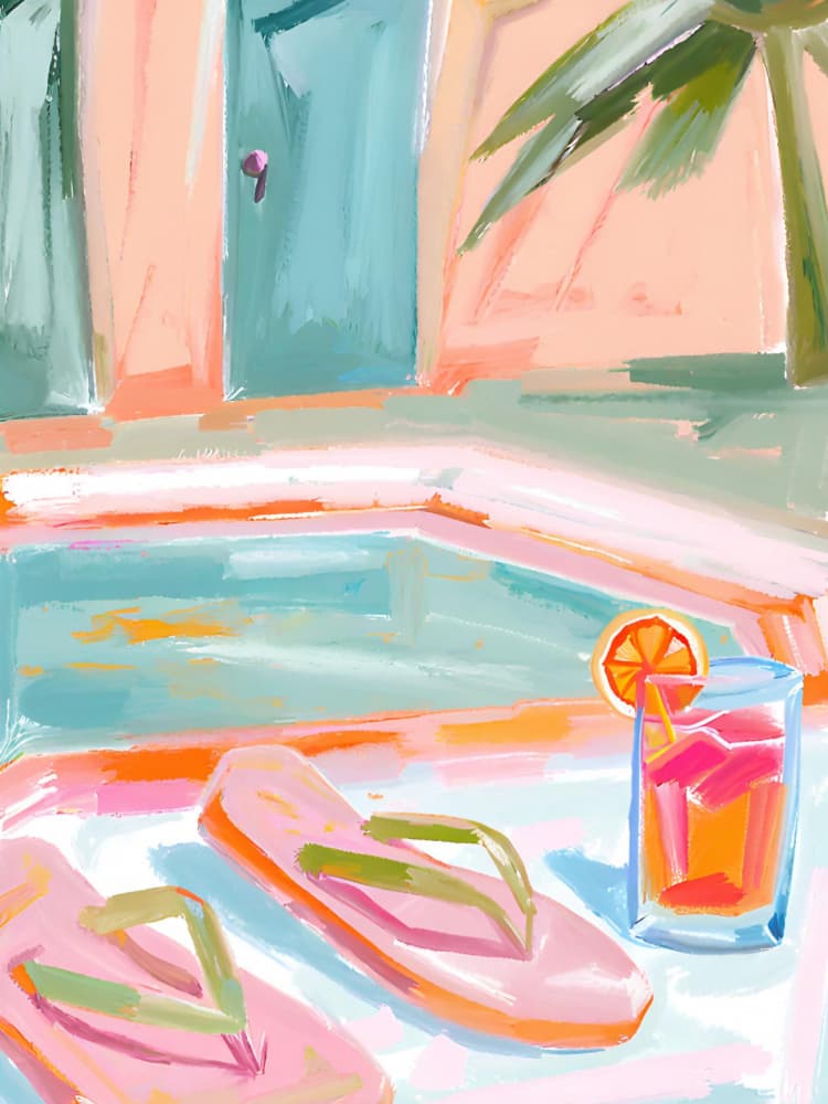 Poolside Summer Refreshment by Ohkimiko — canvas wall art