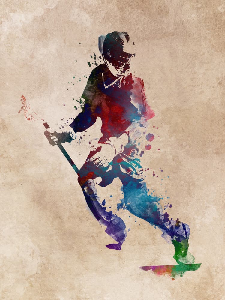 Vibrant Lacrosse Player by Justyna Jaszke — canvas wall art