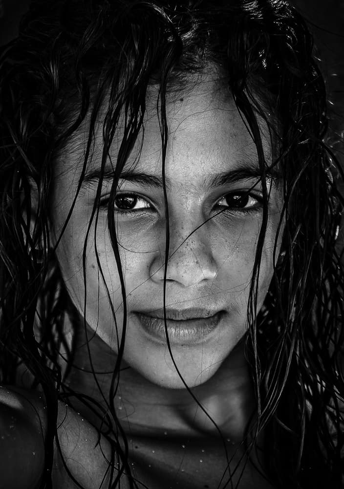 Gaze Through Wet Hair by Andy Bauer — canvas wall art