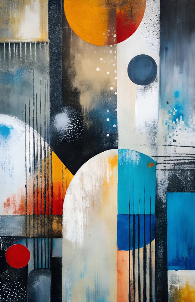 Abstract Circles and Lines by Miguel Bruzual — canvas wall art