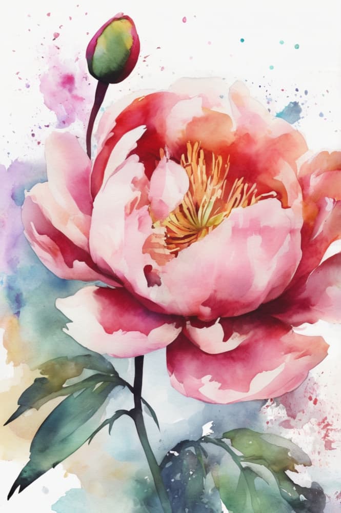 Pink Peony Watercolor Bloom by Anda Bieza — canvas wall art