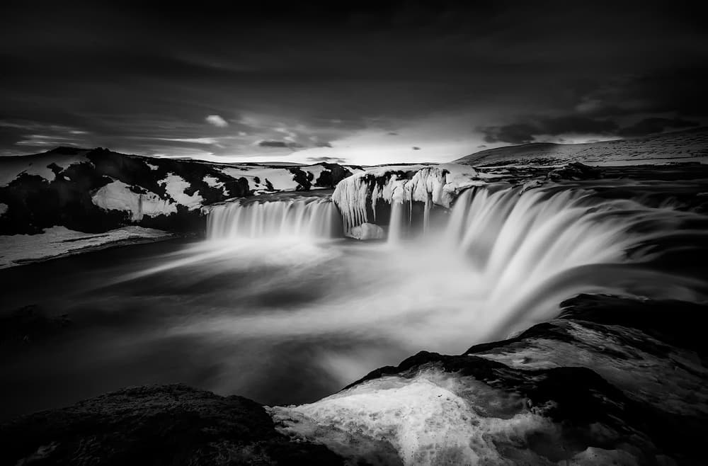 Majestic Winter Waterfall by Alfonso maseda varela — canvas wall art